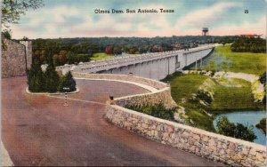 Olmos Dam San Antonio Texas TX Unused Linen Postcard H29