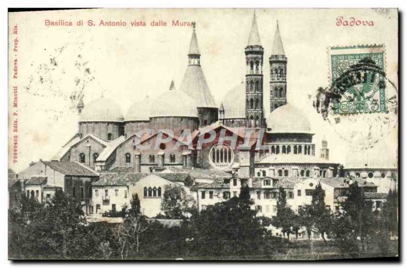 Old Postcard Padova Basilica di S Antonio Vista della Mura