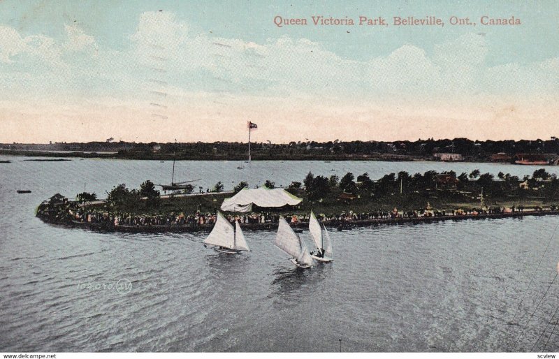 BELLEVILLE, Ontario, Canada, PU-1913; Queen Victoria Park, Sailboats