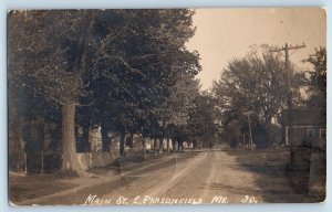 East Parsonsfield Maine ME Postcard RPPC Photo Main Street Dirt Road 1918 Posted