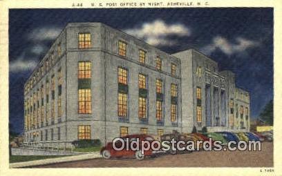 Asheville, NC USA,  Post Office Postcard, Postoffice Post Card Old Vintage An...