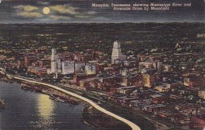 Showing Mississippi River And Riverside Drive By Moonlight Memphis Tennessee