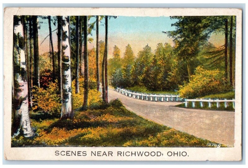 1929 Scenes Near Richwood Ohio Road Street Trees Antique Posted Vintage Postcard