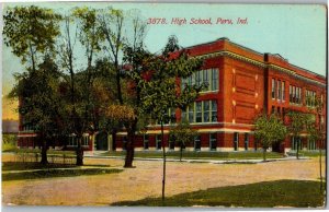 View of High School, Peru IN c1914 Vintage Postcard W33