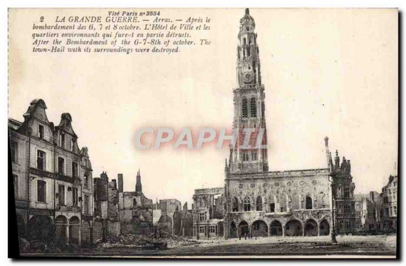 Old Postcard Arras L & # City 39hotel and surrounding neighborhoods Army