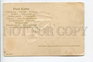 422983 Monkey & beetle Vintage embossed PFB #3106 postcard