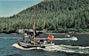 Ketchikan Alaska~Salmon Fishing Troller Boat Auk Traveling North~c1970s Pc