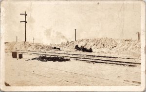 Gibson Indiana Railroad Scene of Rails RPPC c1912 Big Snow Storm Postcard A30