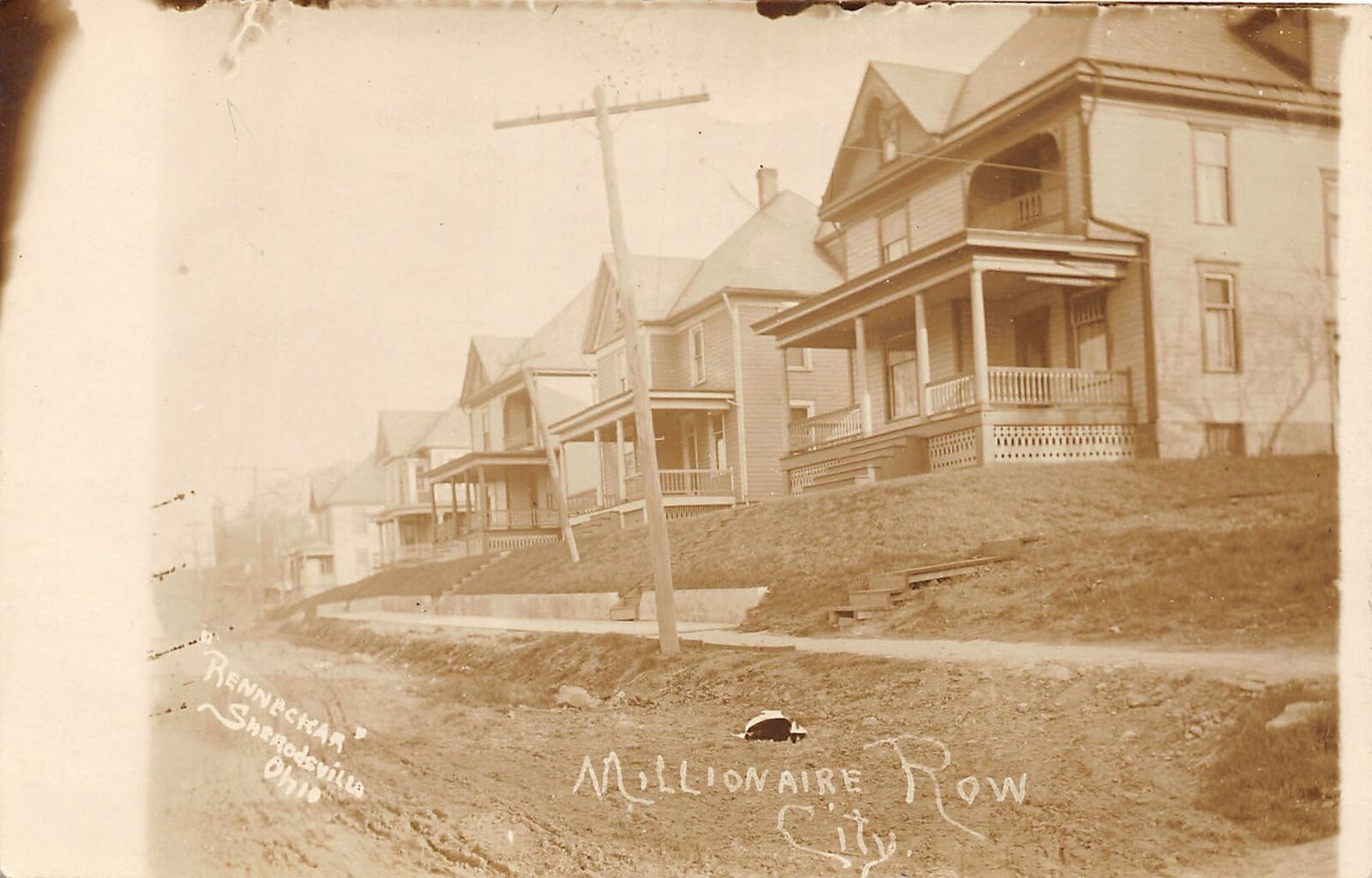 G90/ Bowerston Ohio RPPC Postcard Millionaires Row Homes United