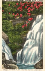 Vintage Postcard 1920's Soco Falls on Soco Gap Highway Western North Carolina NC
