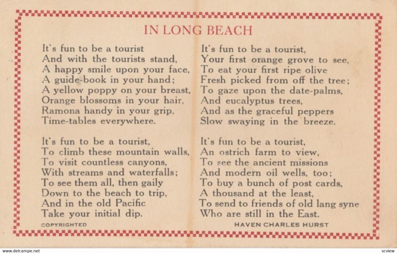 LONG BEACH, California, 1923; Poem