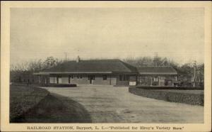 Bayport Long Island NY RR Train Station Depot c1910 Postcard EXC COND