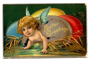 Greeting - Easter.   (baby angel)