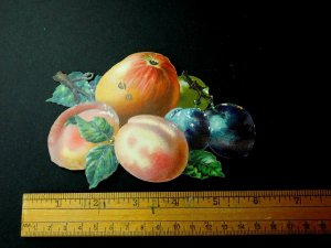 Fabulous Big Peaches grapes Apples Fruit Wonderful Victorian Die Cut Superb L3