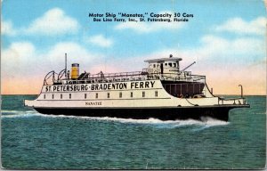 Linen PC Motor Ship Manatee Bee Line Ferry in St. Petersburg, Florida~138373
