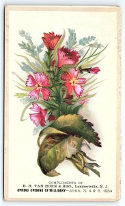 1884 LAMBERTVILLE NJ R.H. VAN HORN & BRO MILLINERY EMBOSSED TRADE CARD P1905