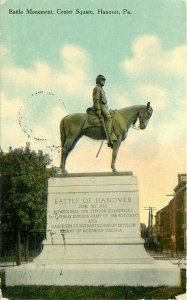 Battle Monument Center Square Hanover Pennsylvania 1910 Postcard 10041 