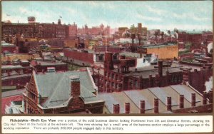 Vintage Postcard 1910's Business Dist. Chestnut St. City Hall Tower Phil. Penn.