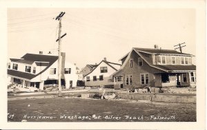 RPPC Falmouth MA, Cape Cod, Silver Beach, 1938 Hurricane Wreckage, Houses