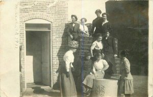 1911 Sylvia Kansas Women Wire Fence Man Suit RPPC Photo Postcard 20-7380