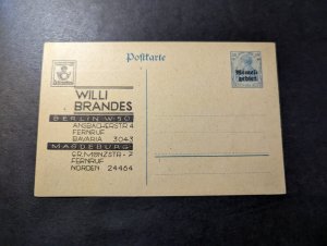 Mint Germany Memel Overprint Postal Stationery Postcard Berlin Willi Brandes
