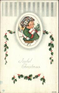 Christmas - Cute Little Boy w/ Gifts - Twelvetrees? c1915 Postcard