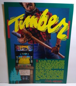 Timber Video Arcade Game Flyer 1984 Original Promo Sales Sheet Retro Vintage