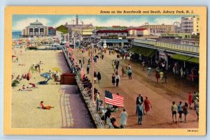 Asbury Park New Jersey Postcard Boardwalk Beach Exterior c1940 Vintage Antique