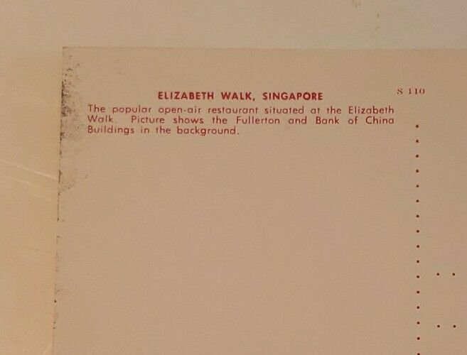 Vintage postcard Elizabeth Walk Singapore Fullerton Bank of China Ocean  735