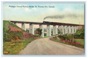 Michigan Central View Railway Bridge St. Tomas Ontario Canada Vintage Postcard