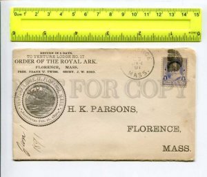 416472 USA 1891 year Order of The Royal Ark Florence Mass real posted COVER