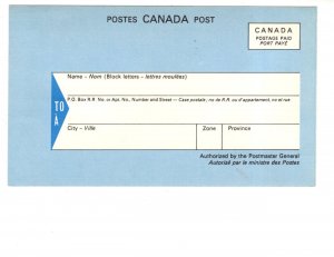 Canada Post, Change of Address Announcement 1968, Postal Stationery