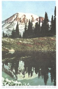 Vintage Postcard The Mountain Mazama Lake Rainier National Park Ashford WA