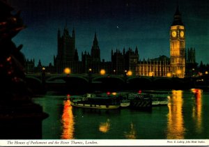 England London Houses Of Parliament and River Thames At Night