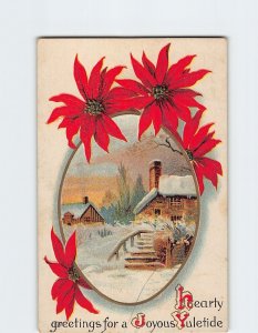 Postcard Hearty Greetings for a Joyous Yuletide Embossed Card