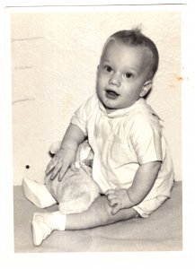 Baby with Toy, Vintage Black and White Photo 5 X 7  1962/5