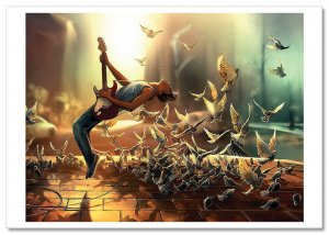 Rock music Boy Dove Fantasy by Cyril Rolando Russian Modern Postcard