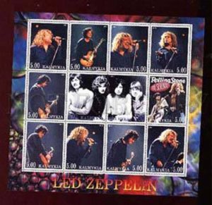 003319 Led Zeppelin 12 stamps Kalmykia MNH#3319