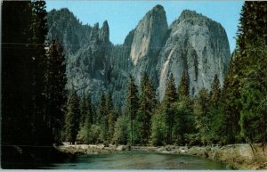 Yosemite National Park California Cathedral Rocks & Spires California Postcard