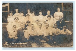 1908 Family in Aurora Illinois IL on Porch RPPC Photo Antique Postcard