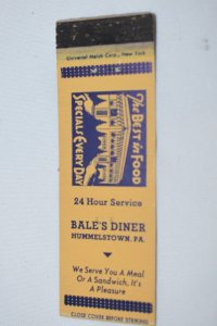 Bale's Diner Hummelstown PA 20 Front Strike Matchbook Cover