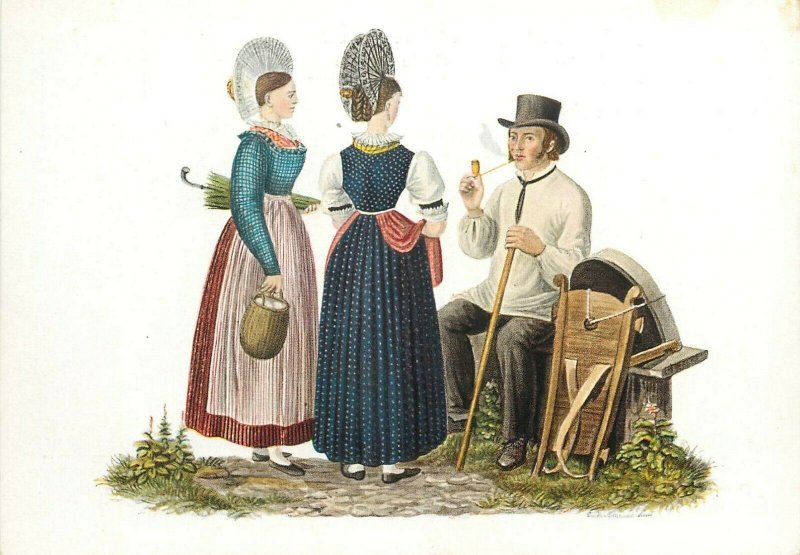 Switzerland swiss early folk costumes ethnic types Schwyz