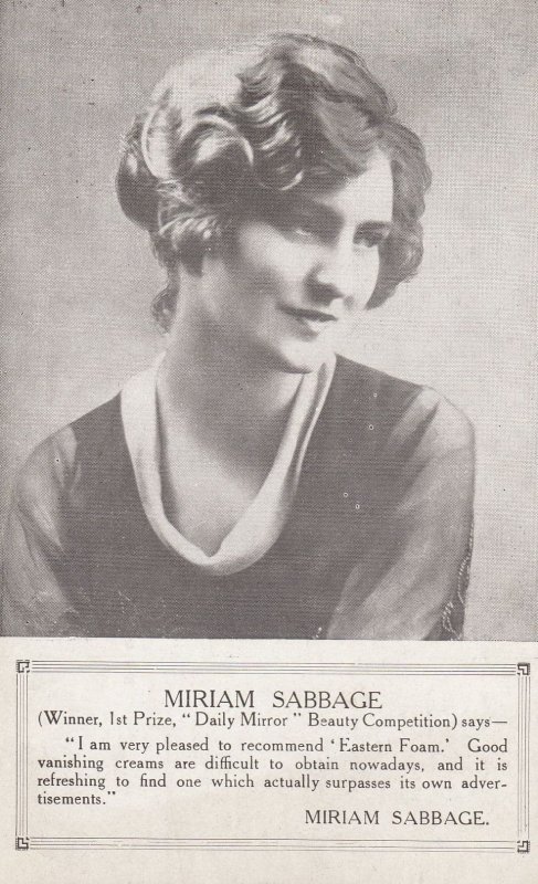 Miriam Sabbage Actress Antique Beauty Advertising Cream Postcard