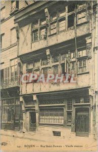 Old Postcard Rouen Rue Saint Romain Old House