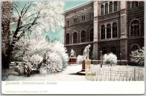 Stockholm National Museum Sweden Museum Statue Monument Postcard