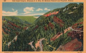 Vintage Postcard Oak Creek Canyon U. S Highway 89 Prescott & Flagstaff Arizona