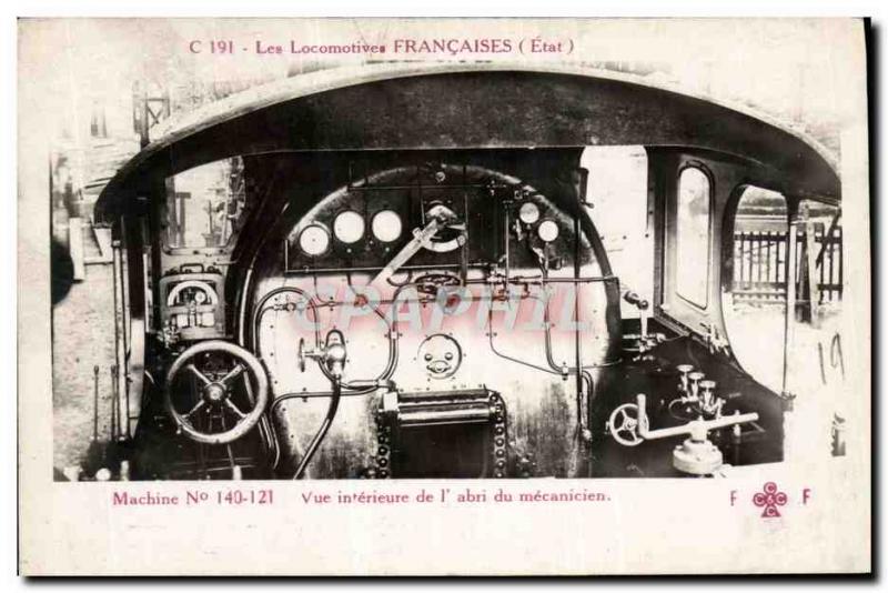 Postcard Old Train Locomotive Machine 140121 Inside view of the mechanic & # ...