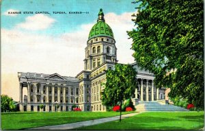 State Capitol Building Topeka Kansas KS UNP Linen Postcard D13