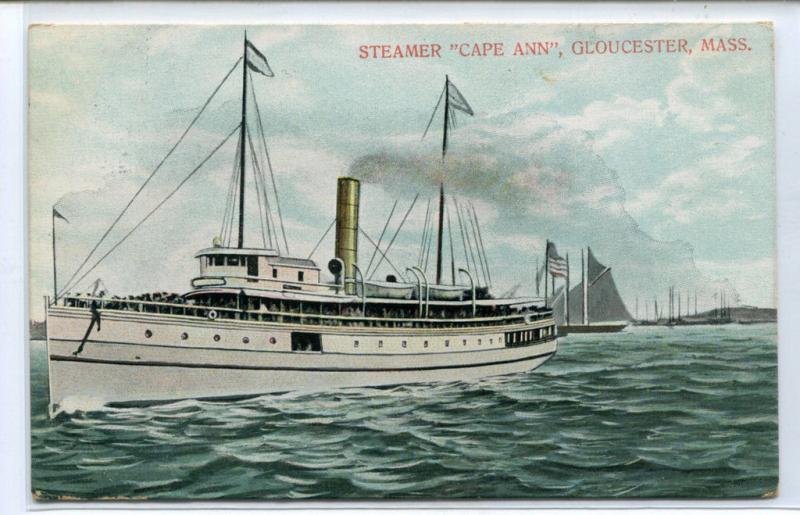 Steamer Cape Ann Gloucester Massachusetts 1909 postcard