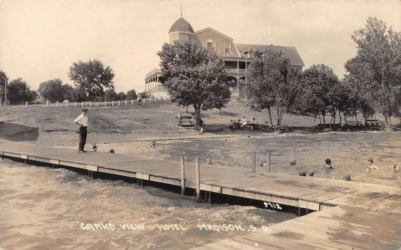 Madison South Dakota Grand View Hotel Real Photo Antique Postcard K82261